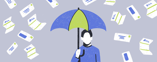 illustration of male figure with umbrella