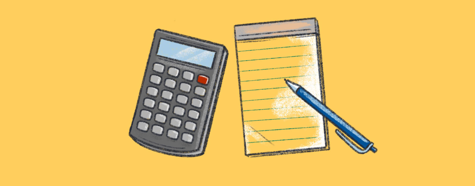 illustration of calculator & notepad