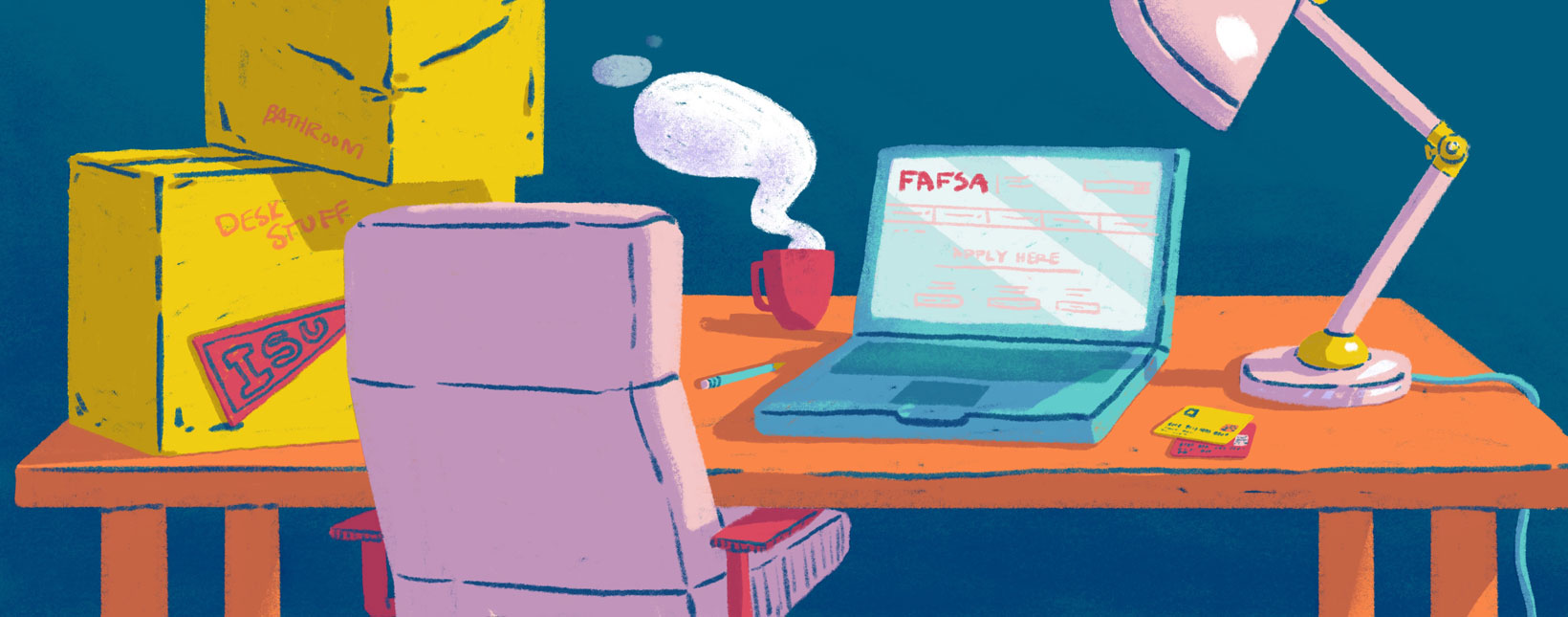 illustration of computer with FAFSA on screen