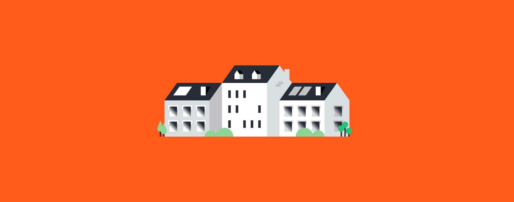 illustration of home on orange background