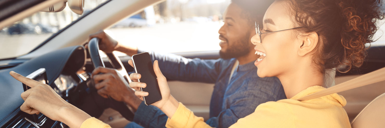 Couple driving