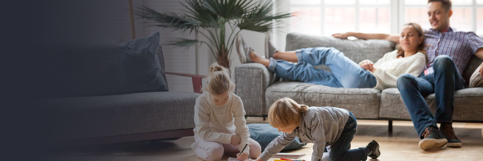 family relaxing at home