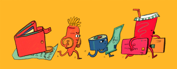 illustration of working and getting paid concept